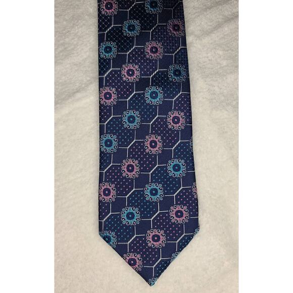 Jos A Banks Reserve Blue Pink silk tie - Picture 2 of 4